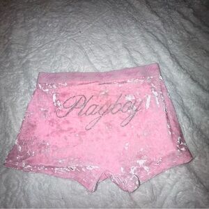 PLAYBOY Pink Velvet Athletic Shorts